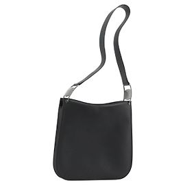 Borsa a tracolla Salvatore Ferragamo Vala in pelle nera con dettagli argento Auth ka4630 Nero Argento