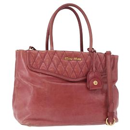 Sac à main Miu Miu Matelasse en cuir 2way Rose Or Auth gh2131 Rose Doré