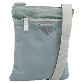 Borsa a tracolla PRADA Nylon Azzurro Chiaro Argento Auth 183410 Argento Blu chiaro