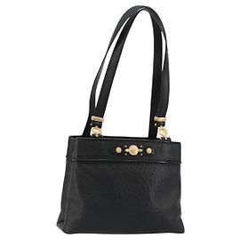 Borsa a Spalla Gianni Versace in Pelle Goffrata Nera e Oro Auth 183020 Nero D'oro