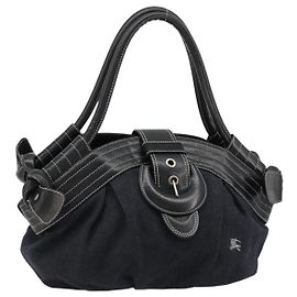 BURBERRY Blue Label Tote Bag Wool Gray Silver Auth 182657A Brown Silvery