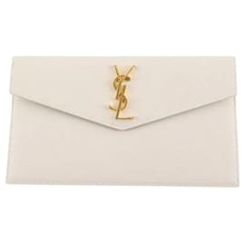 Yves Saint Laurent Uptown Pochette Clutch aus Leder beige Beige