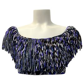 Emilio Pucci Crop Top mit violetten Multifarben-Fransen Lila