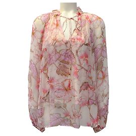 Zimmermann Matchmaker Billow Bluse mit Coral Hibiscus Blumenprint Pink