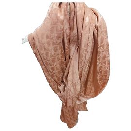 Lenço de seda Dior Oblique Rose de Vents - Pêssego Pescaria