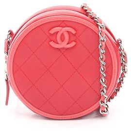 Sac à épaule rond Matelassé Chanel Rose Rouge