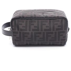 Fendi FF Jacquard Small Handbag Pouch Brown Black