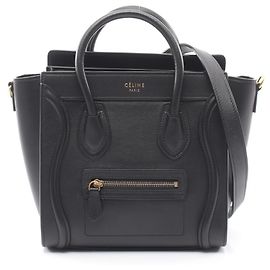 Céline Celine Luggage Nano Shopper 2-Way Handbag Black