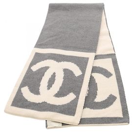 Lenço Chanel Coco Mark Marrom Branco