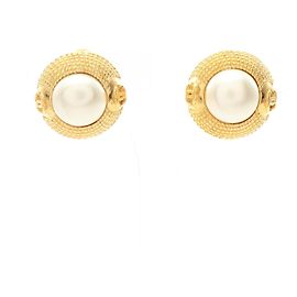 Pendientes de clip Chanel Coco Mark Blanco Dorado