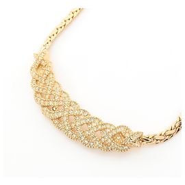 Collier Christian Dior plaqué or et strass Doré Autre