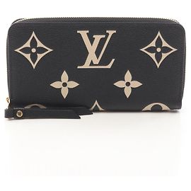 Louis Vuitton Monogram Empreinte Zippy Wallet Black Beige