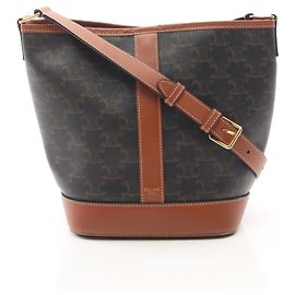 Céline Bolsa de ombro Celine Small Bucket Triomphe Marrom Preto