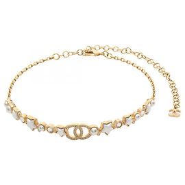 Choker Chanel Coco Mark Star Blanco Dorado Otro