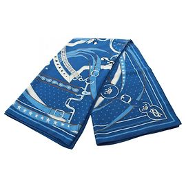 Hermès Sciarpa Hermes Carre Geant 140 LA PROMENADE DU MATIN Blu
