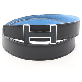 Hermès Hermes Constance Reversible H-Belt Black Blue