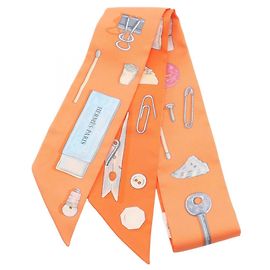Hermès Pañuelo Twilly Hermes IN THE POCKET Cinta Bufanda Multicolor Naranja
