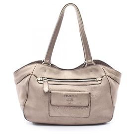 Sac cabas en cuir marron Prada VIT.DAINO Marron