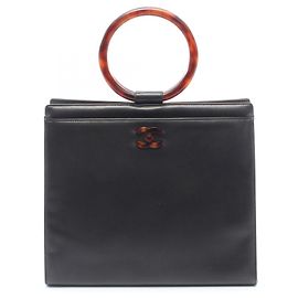 Chanel Loop Handle Handbag in Black Leather Black