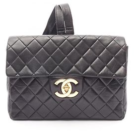 Chanel Matelassé Black Lambskin Backpack Black