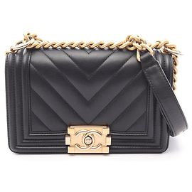Borsa a tracolla Chanel Boy Small Chevron V-Stitch Nero