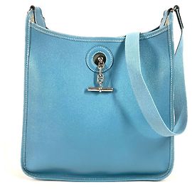 Hermès Bolsa de couro Hermes Vespa PM Azul