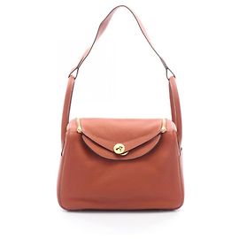 Hermès Sac à épaule Hermes Lindy 30 Cuivre Marron