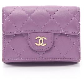 Chanel Classic Small Flap Tri-fold Wallet Purple