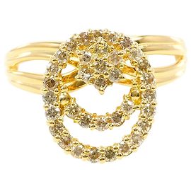 Autre Marque Anillo de banda en oro amarillo de 18K con diamante marrón Castaño Dorado