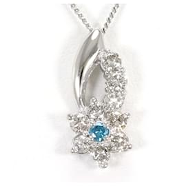 Autre Marque Blauer Diamant Platin-Halskette Blau Andere