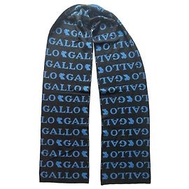 Autre Marque Cachecol de lã Gallo logo all-over Preto Azul