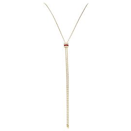 Boucheron "Cravate Quatre Red Edition" necklace, 3 golds, red ceramic, diamonds. Small model. Other