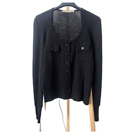 Balenciaga Cardigan aus schwarzer Schurwolle Schwarz