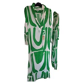 Autre Marque Robe Maxi Kiwi Saint-Tropez Imprimé Abstrait Blanc Vert