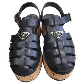 Sandali platform Prada Monolith Cork - Nero Nero