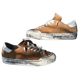 Golden Goose Super-Star Graffiti Suede Sneakers Brown White