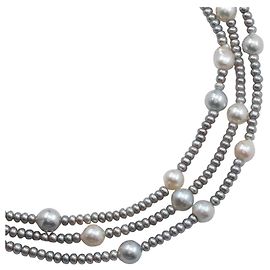 Autre Marque Collana con perle barocche e perle d'argento Argento