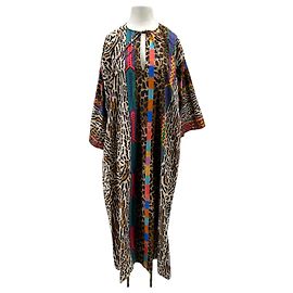 Robe longue en soie imprimée Pierre Louis Mascia Marron Marron