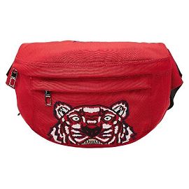 Borsa a tracolla in nylon con ricamo logo Kenzo Tiger Rosso
