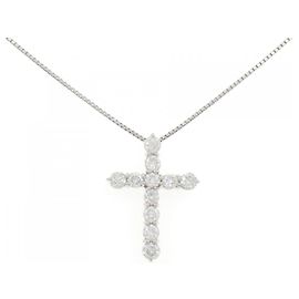 Autre Marque Diamant-Halskette Pt900 Pt850 Silber