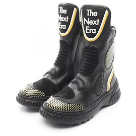 Dior Leather Fabric Boots Black Yellow