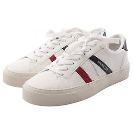 Moncler MONACO2 Ledersneaker Weiß Rot Marineblau