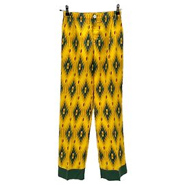 Autre Marque Calça estampada amarela, verde e vermelha Amarelo