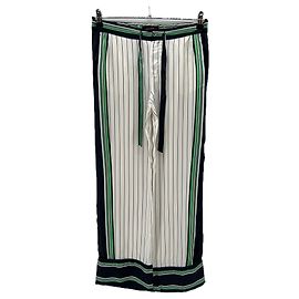 Equipment Striped Silk Satin Pants White XS White
