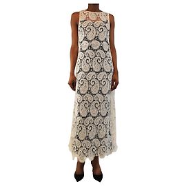 Melissa Odabash Weißes transparentes Maxi-Crochet-Kleid - Größe S Weiß