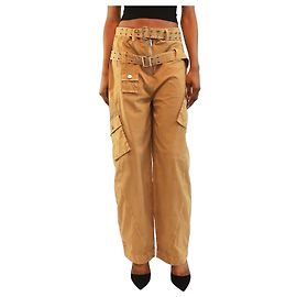 Ganni Tan belted cargo pants - size UK 6 Brown