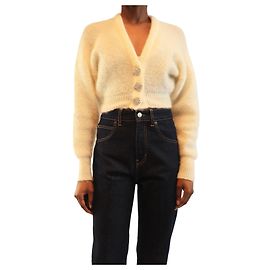 Alessandra Rich Kurzer Mohair-Strickcardigan in Creme - Größe UK 6 Roh