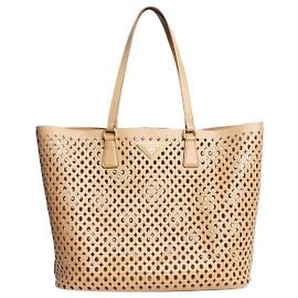 Prada Sac cabas en cuir marron avec découpes laser - taille Marron