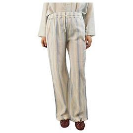 Melissa Odabash Pantalon à rayures blanches et bleues - taille L Blanc