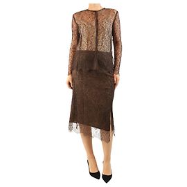 Autre Marque Set con top e gonna in pizzo marrone - taglia L Marrone